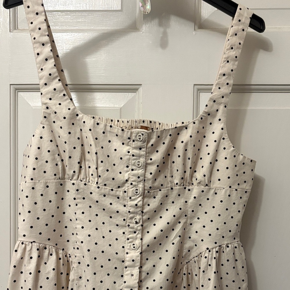 Free People Cream Polka Dot Mini Dress
